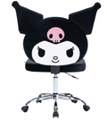 Impressions Vanity Kuromi Armless Swivel Cute Desk Chair for Bedroom, Velvet Makeup Vanity Chair with Back, Rolling Wheels Silver Metallic Base and Adjustable Height (Black)