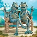 Snoogg Happy Hour Frogs Garden Statue