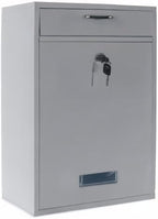 Wall Mounted Locking Vertical Dropbox Mailbox - Safe and Secure (Large) | Made with Galvanized Steel (Light Gray)