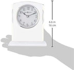 Howard Miller Flaire Tabletop Clock II, Battery Operated Antique Analog Display Desk Clock, Glass Crystal Shelf Clock for Office Decor Home Decor Living Room Decor, House Warming Gifts