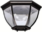 Kichler 12" 2-Light Outdoor Flush Mount Light, Black | Clear beveled glass ceiling light for covered porches and entryways (12" x 7"), 9886BK