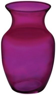 Floral Supply Online - 8" Rose Vase and Flower Guide Booklet - Decorative Glass Flower Vase for Floral Arrangements, Weddings, Home Decor or Office. (Purple)