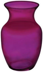 Floral Supply Online - 8" Rose Vase and Flower Guide Booklet - Decorative Glass Flower Vase for Floral Arrangements, Weddings, Home Decor or Office. (Purple)