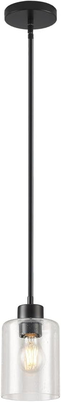 Black Pendant Lights Kitchen Island - Seeded Glass Pendant Light Fixture Multiple Stems Rods 3 Units 12 Inch 3 Units 4 Inch (1 Pack Black Seeded Downrod)