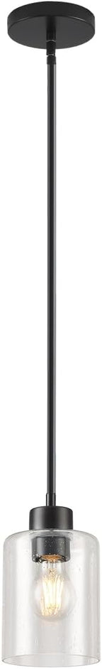 Black Pendant Lights Kitchen Island - Seeded Glass Pendant Light Fixture Multiple Stems Rods 3 Units 12 Inch 3 Units 4 Inch (1 Pack Black Seeded Downrod)