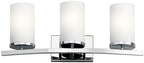 Kichler Crosby 23" Vanity Light in Chrome, 3-Light Contemporary Bathroom Light with Satin Etched Cased Opal Glass, (23" L x 8.75" H), 45497CH