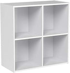 Kings Brand Furniture White Wood 4 Cube Organizer Storage Bookcase