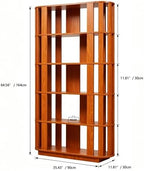 Tall Book Shelf Unit Combo, 5 Layer Storage Shelves Organizer, Modular Open Back Grid Bookcase for Home Office Decor, Dark Oak