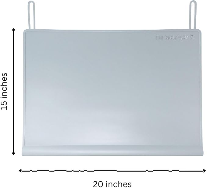 Table Tyke Placemat XL Silicone Baby Placemat with Teething Edge Bumper - Waterproof Toddler Table Mat for Eating, BPA Free, Dishwasher Safe (Grey)