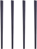 Black Metal Chopsticks Reusable,4 Pairs Stainless Steel Chopsticks Set for Noodles,Ramen,Sushi,Sashimi, Rice and Asian Special（9 Inches）