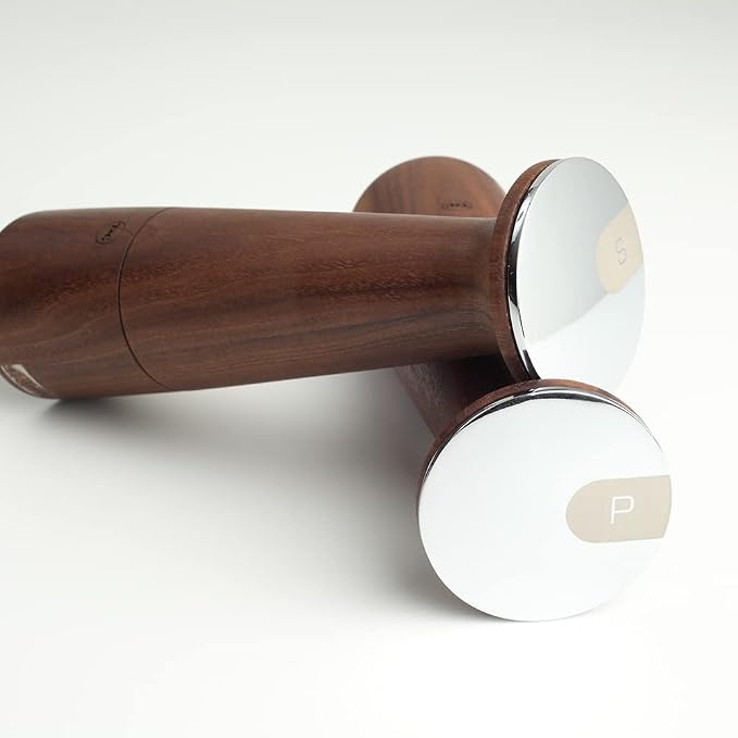 T&G CrushGrind Oblique Black Walnut Salt Mill, 20.5cm / Stylish Fine Dining Gourmet Fully Adjustable Ceramic Manual Grinder/Shaker/Coarse & Fine/Easy Fill