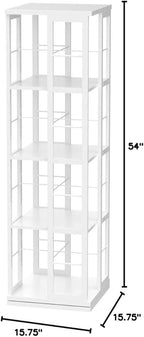 Aheaplus Rotating Bookshelf, Corner Bookshelf, 360 Display Wood Spinning Bookshelf, Floor Standing Bookcase Narrow Shelf Revolving Organizer Storage Rack for Small Space, Bedroom, Study Room, White