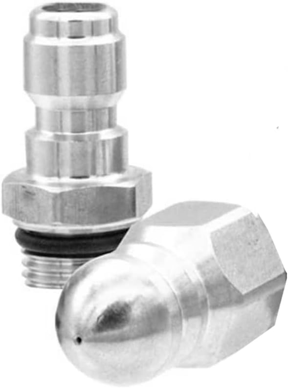 (2 Sets) Pressure Washer Sewer Jetter Nozzle with Stainless Steel, Mini Compact Durable Sewer Jet Nozzle,Pressure Drain Jetter Hose Nozzle,1/4'' Quickly Connector, 5000 PSI