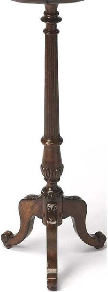 Beaumont Lane Traditional Wood Pedestal Plant Stand in Cherry Dark Brown