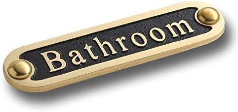 Bathroom Brass Door Sign. Traditional Style Home Décor Wall Plaque Handmade By The Metal Foundry UK.