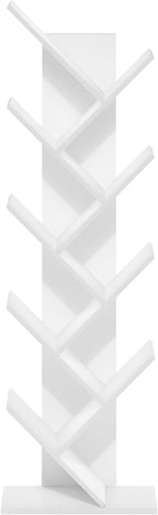 Furinno Tree Bookshelf 9-Tier Floor Standing Tree Bookcase, White