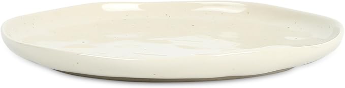 Stone Lain Mirella 4-Piece Dinner Plate Set Stoneware, Dishwasher and Microwave Safe, Beige