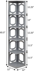 Convenience Concepts Omega 5 Tier Corner Bookcase, Gray