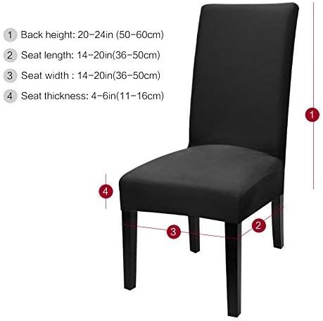 Fuloon 6 Pack Super Fit Stretch Removable Washable Short Dining Chair Protector Cover Seat Slipcover for Hotel, Dining Room, Ceremony, Banquet Wedding Party | Solid Black, Set of 6, Super Fit, Stretch, Removable, Washable, Suits for Hotel, Dining Room,...