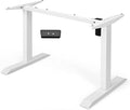 Electric, Single Motor Height Adjustable 2 Button Controller, Table Base for Work Home Office Computer Workstation Standing Desk Frame, White