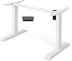 Electric, Single Motor Height Adjustable 2 Button Controller, Table Base for Work Home Office Computer Workstation Standing Desk Frame, White