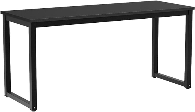 NSdirect 63 inch Computer Desk,Modern Simple Style PC Table Office Desk Wide Workstation for Study Writing,Gaming and Home Office,Extra 1" Thicker Wooden Tabletop and Black Metal Frame,Black