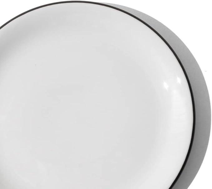 Made In Cookware - Set of 4 - Bread and Butter Plates - White With Black Rim - Porcelain - Crafted in England