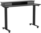 BANTI 40x24 Inch Electric Standing Desk with Double Drawers, Adjustable Height Stand Up Desk, Sit Stand Home Office Desk with Storage Shelf, Black Top