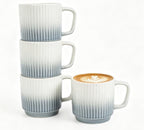 8 oz Stackable Coffee Mugs Set of 4, Ceramic Coffee Mug Cappuccino Cups | Coffee Cup for Hot Drinks, Latte, Cocoa & Tea, Coffee Mug for Home & Office Use, Birthday Gift for Coffee Lovers, Grey