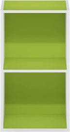 Furinno Luder Bookcase / Book / Storage, 2-Tier Cube, Green/White