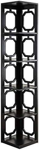 Convenience Concepts Omega 5 Tier Corner Bookcase, Black