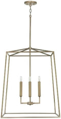 Capital Lighting 537643AD Thea Lantern Foyer Pendant, 4-Light 240 Total Watts, 28" H x 22" W, Aged Brass