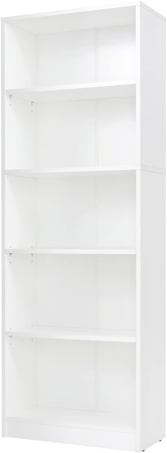 5 Shelf Wood Bookcase Freestanding Display Shelf Adjustable Layers Bookshelf for Home Office Library Small Narrow Space (White, 5-Layers,24.4W x 11.6D x 68.9H inch)