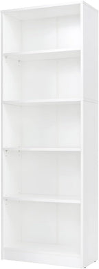 5 Shelf Wood Bookcase Freestanding Display Shelf Adjustable Layers Bookshelf for Home Office Library Small Narrow Space (White, 5-Layers,24.4W x 11.6D x 68.9H inch)