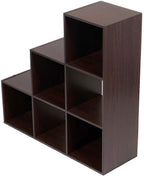 Home Basics Contemporary Tiered 6 Cube Storage Organizer for Bedroom, Office, and Living Room (Espresso) Cubicle Storage for Décor, Books, Bins, Plants, and More