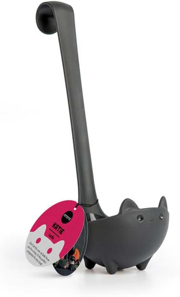 OTOTO Katie Cat Soup Ladle - Halloween Gifts Black Cat, Gothic Gifts, Gifts for Cat Lovers - Spooky Cat Gift, Cute Kitchen Accessories, Fun Gifts (Katie Cat, Black)