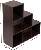 Home Basics Contemporary Tiered 6 Cube Storage Organizer for Bedroom, Office, and Living Room (Espresso) Cubicle Storage for Décor, Books, Bins, Plants, and More