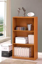 Furinno Basic 3-Tier Bookcase Storage Shelves, Light Cherry