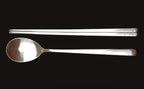 [5 Sets] [Made in Korea] Korean Sticky Rice Spoon Chopsticks Set Gold Titanium Plating 304 Stainless Steel Tableware Cutlery Set Mukbang Chopsticks (Four-leaf Clover, 5 Sets)