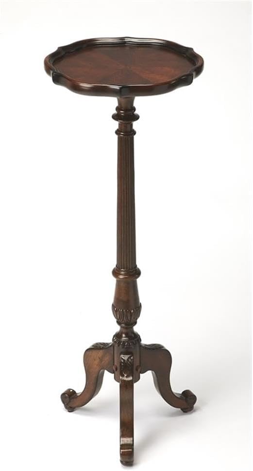 Beaumont Lane Traditional Wood Pedestal Plant Stand in Cherry Dark Brown