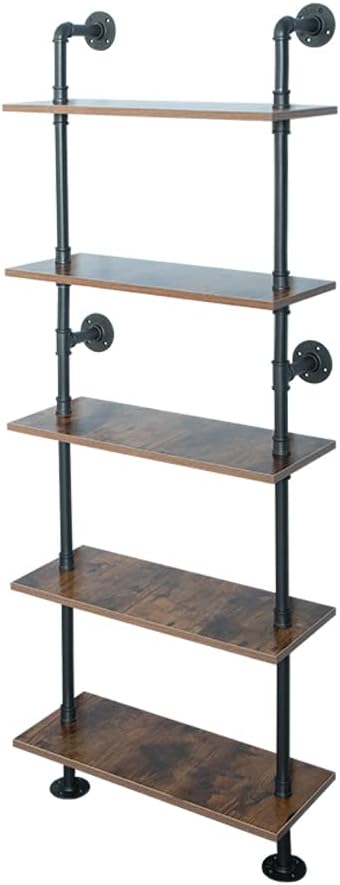 5 Tier 67inch Industrial Pipe Shelving, Shelves Shelf Rustic Tier Black in