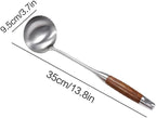 AOOSY Soup Ladle,304 Stainless Steel Cooking Ladle Spoon with Wooden Handle | 13.8 In Long Wood Handle Soup Spoon,Kitchen Utensil Wok Tool for Cooking, Gravy, Sauces