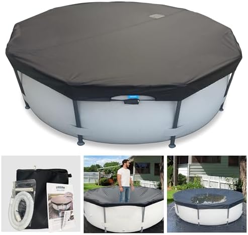 19 Ft Pool Cover, with Automatic Drain Round Pool Cover, One-Piece Quick Installation and Removal Above Ground Pool Cover, Preventing Waterlogging, UV Protected Solar Swimming Pool Cover