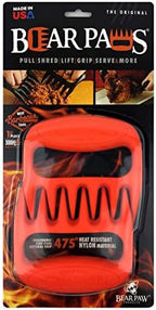 Bear Paws Meat Claws - The Original BBQ Meat Shredder Claws - Orange | Shredder Claws for Pulled Pork, USA Made - Easily Lift, Shred, Pull and Serve Pork, Chicken, Brisket and Turkey