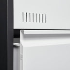 2 Drawer Metal Lateral Lock and Card Holder,Office Vertical Files Storage Cabinets w/Heavy 3 Section Slide Rail & Breathable Holes,for Legal/Letter/A4,Black+White