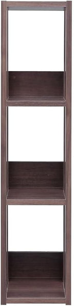 USA 3-Tier 8" Slim Open Wooden Bookshelf with Adjustable Shelves, Easy Assembly Bookcase Farmhouse Shelf for Small Spaces Bedroom Office Living Room Indoor, Brown