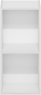 Furinno Fulda 2-Tier Space Saving Storage Shelf Bookcase, 10-Inch Width, White