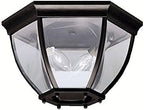 Kichler 12" 2-Light Outdoor Flush Mount Light, Black | Clear beveled glass ceiling light for covered porches and entryways (12" x 7"), 9886BK