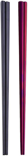 Stainless Steel Chopsticks,Reusable ,Dishwasher Safe , Easy to Use（2 PCS,black&purple）