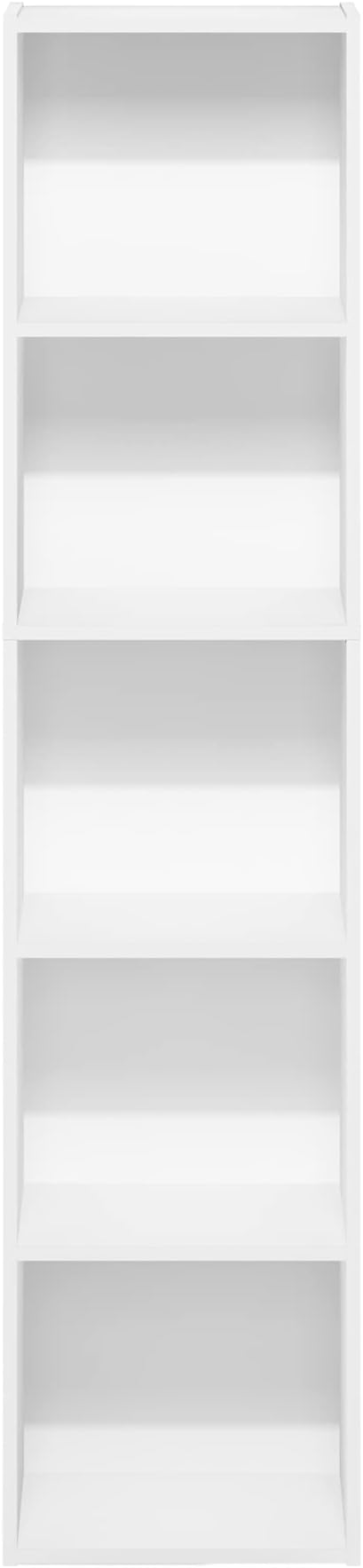 Furinno Luder Bookcase / Book / Storage, 5-Tier Cube, White
